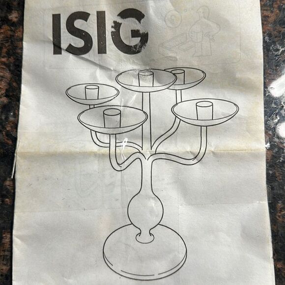 IKEA ISIG Polished Goldtone 5 Arm Candle Holder New in Box - Picture 2 of 3